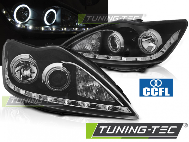 CCFL Angel Eyes Scheinwerfer für Ford Focus MK2 Facelift 08-10 schwarz